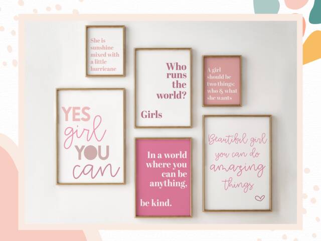 Girls' Room Print Set Inspirational Wall Art, Playroom Decor - image 1