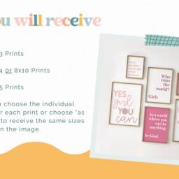 Girls' Room Print Set Inspirational Wall Art, Playroom Decor - thumbnail 2