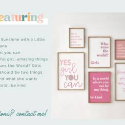 Girls' Room Print Set Inspirational Wall Art, Playroom Decor - thumbnail 3