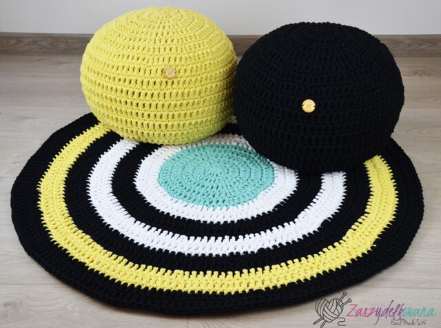 Crochet Sets For Baby Room, Rug Round, Crocheted Pouf As A Gift Child, Home Decor, Child's Room Decoration, Shower, Floor - image 1