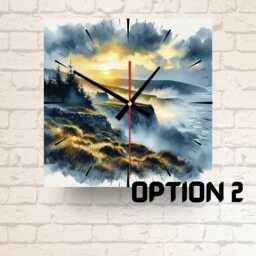 Landscape Wall Clock Glass Square, African Sunset Or Mountain Scene Decor, Nature Gift - thumbnail 2