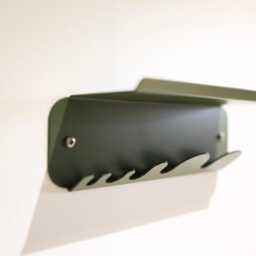 Dark Green Metal Key Holder For Wall, Small Modern Hook, Matte Rack, Minimalistic Floating Shelf, Rounded Wall Mounted Hanger - thumbnail 2