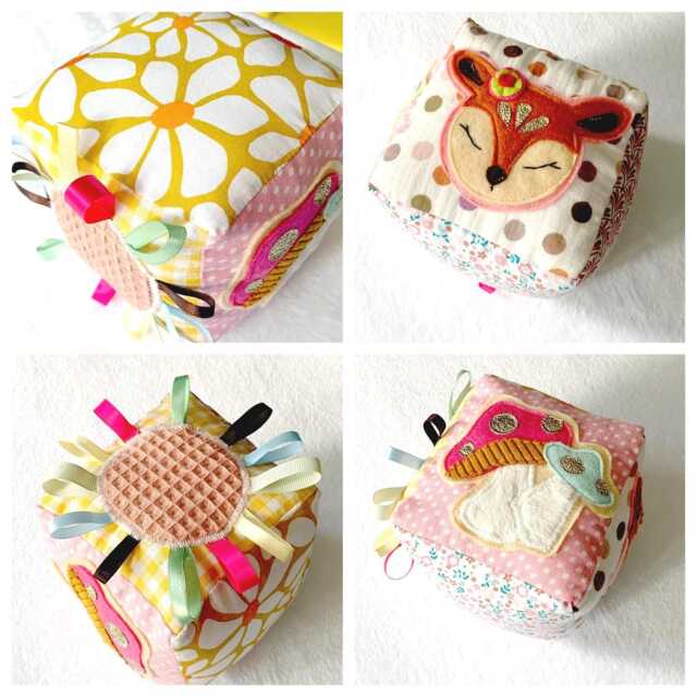 Forest Animal Grip Cube, Cloth Toy, Manipulative Game, Fabric Montessori Doe Theme, Baby Cube - image 1
