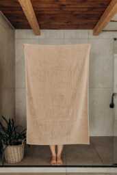Beige Bath Towel, Oversized Hotel Boho Towel, Natural Material Spa Big Bathroom Housewarming Gift Idea