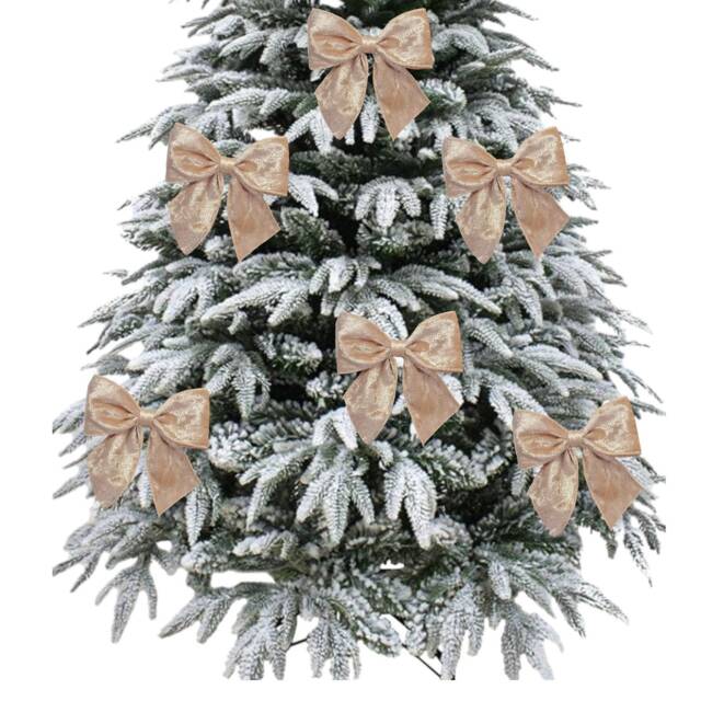 Luxurious Limited Edition Champagne Velvet Tie On Christmas Tree Bows 5.5 Inches Wide 1/3 Or 6 Packs - image 1
