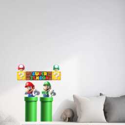 Super Mario & Luigi Out Of Pipes Pointing At You Personalized Name On Blocks Children's Games Room Decoration Wall Vinyl Graphic Sticker - thumbnail 3