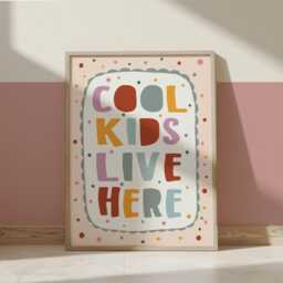 Cool Kids Live Here Print in Bright Colours, Quote With Scalloped Border, Children's Nursery Bedroom Decor, Teen Wall Art - thumbnail 3