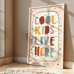 Cool Kids Live Here Print in Bright Colours, Quote With Scalloped Border, Children's Nursery Bedroom Decor, Teen Wall Art - thumbnail 2