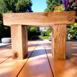 Oak Garden Bench Wood Rustic Sleeper Seat For Outdoor Patio Or Hallway - Wooden Furniture By Oceanic Woodstore Handmade - thumbnail 3
