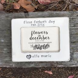 Personalized First Father's Day Picture Frame Hand Stamped Gift - thumbnail 1