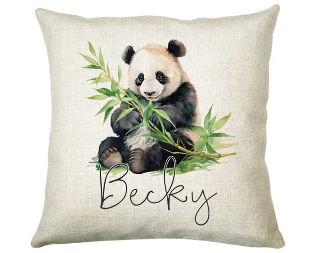 Personalised Panda Gift Cushion Printed Name Design - Throw Pillow For Him Her Bear Lover Idea Animal Smc028 - image 1