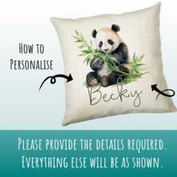 Personalised Panda Gift Cushion Printed Name Design - Throw Pillow For Him Her Bear Lover Idea Animal Smc028 - thumbnail 3
