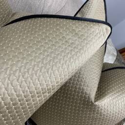 Kai Designer Luxury Textured Cushion Cover, Pillow Cover Contrasting Black Piping Brass Gold - Made To Order Request Sample - thumbnail 2