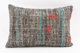 Handwoven Turkish Kilim Lumbar Pillow Bohemian Home Decor - 16x24 Inch - thumbnail 1