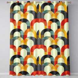 Vintage Arch Rainbow Geometric Texture Pattern Seamless Readymade Eyelet Ring Top Thermal 100% Blackout Curtains - thumbnail 2