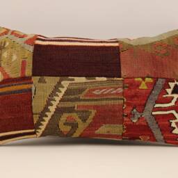 Lumbar Pillow, Patchwork Sofa Pillow, 12x20 in 30x50 cm, Vintage Turkish Kilim Pillow, Home Cushion Cover Boho Pillow Koef-924 - thumbnail 2