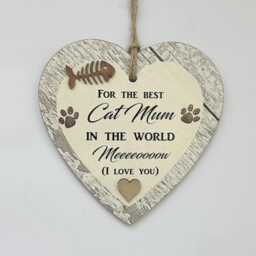 Super Cute Best Cat Mum in The World For A Special Wooden Gift Heart - thumbnail 3