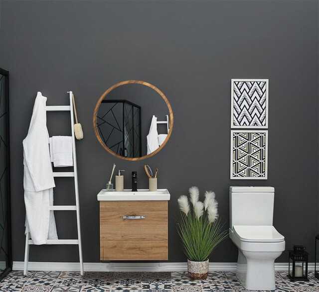 Round Wood Wall Mirror, Bathroom & Hallway Decor - image 1