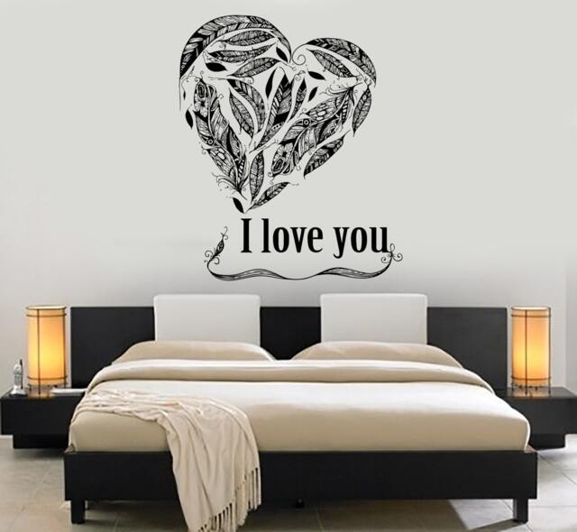 Wall Vinyl Decal Quote I Love You Amazing Ethnic Dreamcatcher Feather Mural Art 1491Dz - image 1