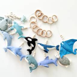 Sea Baby Gym Hanging Toys, Activity Center Toy, Blue Play Montessori Sea Nursery Accessory, Shower Gift - thumbnail 2