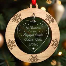 1st Christmas As An Engaged Couple Decoration, Personalised First Ornament, Engagement, Fiance Gift With Red Bag - thumbnail 2