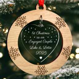 1st Christmas As An Engaged Couple Decoration, Personalised First Ornament, Engagement, Fiance Gift With Red Bag - thumbnail 1