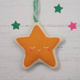 Personalized Christmas Tree Ornament Screen Printed Cotton Star - thumbnail 3