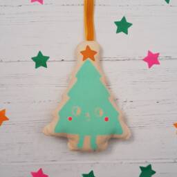 Personalized Christmas Tree Ornament Screen Printed Cotton Star - thumbnail 2