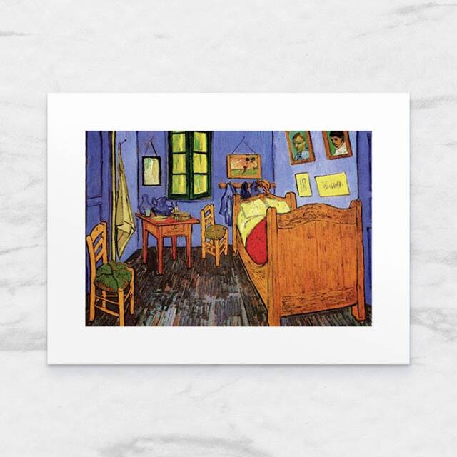 Photo Art Print With Passe-Partout Vincent's Bedroom in Arles By Van Gogh 24x18 cm