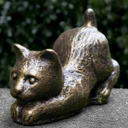Concrete Bronze Kitty Statue Stone Playful Cat Sculpture Outdoor Animal Decoration Cement Kitten Ornament Front Door Figure Kitty Lover Gift