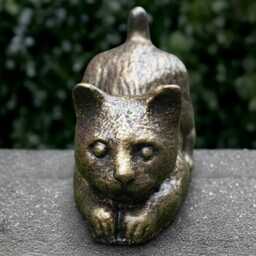 Concrete Bronze Kitty Statue Stone Playful Cat Sculpture Outdoor Animal Decoration Cement Kitten Ornament Front Door Figure Kitty Lover Gift - thumbnail 2