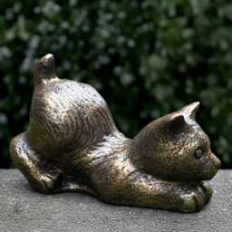 Concrete Bronze Kitty Statue Stone Playful Cat Sculpture Outdoor Animal Decoration Cement Kitten Ornament Front Door Figure Kitty Lover Gift - thumbnail 3