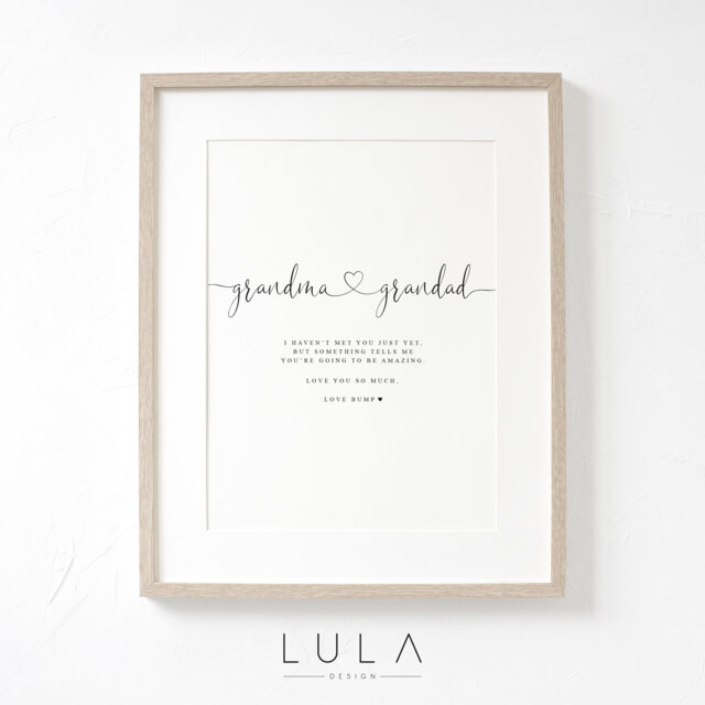 Grandma & Grandad Love From Bump A4 Or A5 Unframed Print, Pregnancy Announcement, To Grandma & Grandad, Grandparents Be Print - image 1
