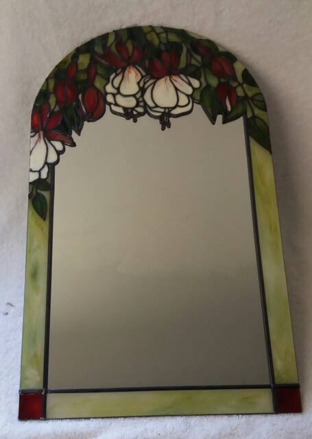 An Art Nouveau Inspired Arched Mirror With Fuchsia Design. 30 X 50 cm - image 1