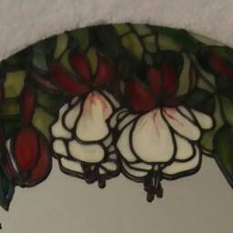 An Art Nouveau Inspired Arched Mirror With Fuchsia Design. 30 X 50 cm - thumbnail 2