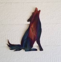 Southwestern Style Rustic Coyote Recycled Steel Custom Colored Patina Metal Wall Decor