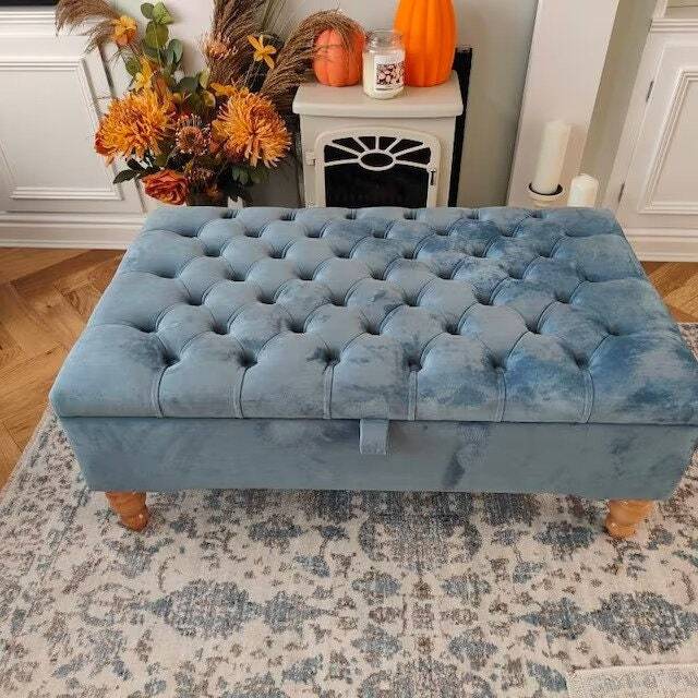 Art-Deco Inspired Ottoman Coffee Table Chesterfield Deep Buttoned Handcrafted Footstool - image 1