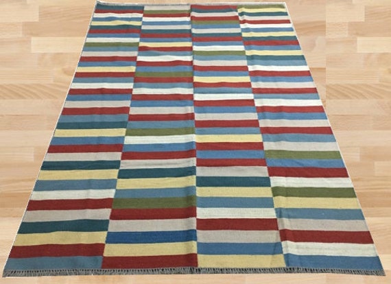 Vintage Afghan Kilim Rug, Handwoven Bohemian Floor Rug - 248 X 165 cm - image 1