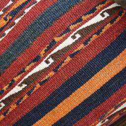 4060cm - 1624In Handwoven Boho Kilim Pillow Cover - Hand Spun Wool Orange Maroon Blue - thumbnail 3