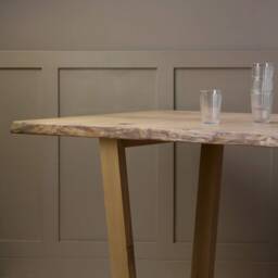Konk ??? Waney-B??rd Table [Wooden Legs] Bespoke Sizes Available Live Edge Oak Kitchen & Dining Table, Solid Wood Boardroom, Meeting - thumbnail 3