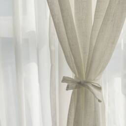 Neha White Sheer Curtain, Linen Custom Curtain Panel, Cotton Drapes, Extra Long For Living Room Bedroom, 1Pc - thumbnail 2