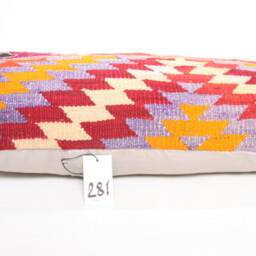 "Kilim Pillow, Wool Kilim Cousin From Anatolia , 30x60 cm, 12""x24" - thumbnail 3