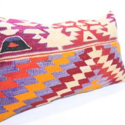 "Kilim Pillow, Wool Kilim Cousin From Anatolia , 30x60 cm, 12""x24" - thumbnail 2