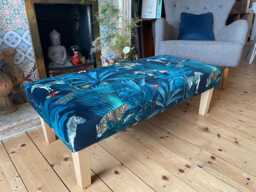 Handmade Botanical Footstool, Variety Tropical Floral Printed Velvets, Fabric Coffee Table, Colourful Ottoman