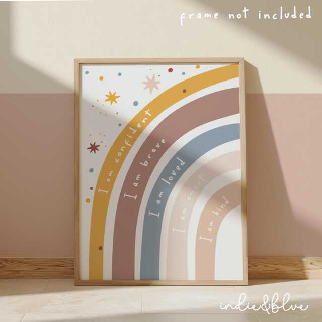 Affirmation Quotes Rainbow Poster, Pastel Print, Girl Nursery Bedroom Decor, Playroom Prints, Kids Wall Art - image 1