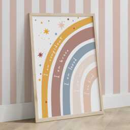Affirmation Quotes Rainbow Poster, Pastel Print, Girl Nursery Bedroom Decor, Playroom Prints, Kids Wall Art - thumbnail 3
