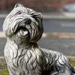 Concrete Yorkie Dog Sculpture Outdoor Westie Figurine Stone Terrier Cement Ornament Lover Gift Yard Art - thumbnail 2