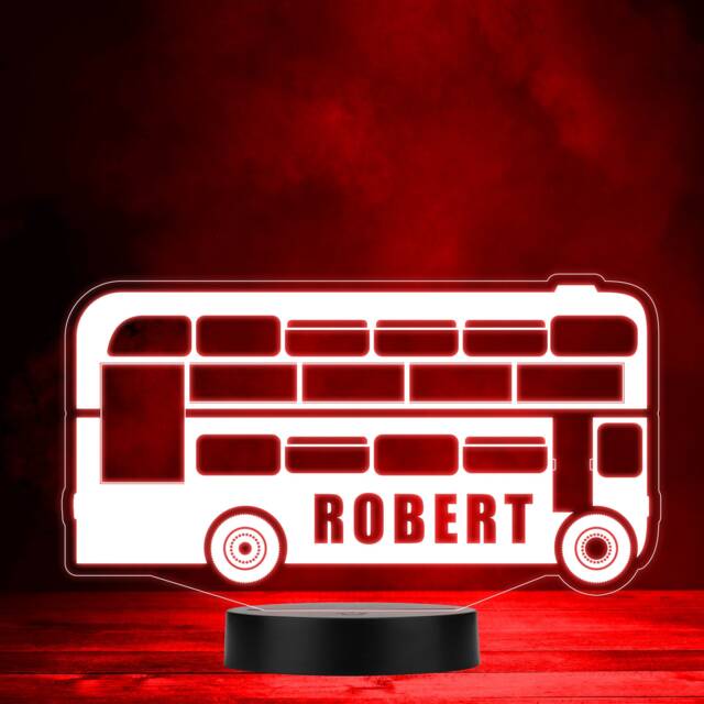 Vintage London Bus Double Decker Led Lamp Personalised Gift Night Light - Bedroom - image 1