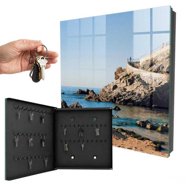 Seaside Scenery Wall Mounted Key Cabinet, Blue Box For Home, Photographic Landscapes, Lovers Of Nature & Peace - image 1