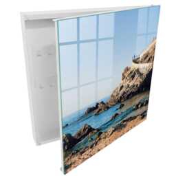 Seaside Scenery Wall Mounted Key Cabinet, Blue Box For Home, Photographic Landscapes, Lovers Of Nature & Peace - thumbnail 2